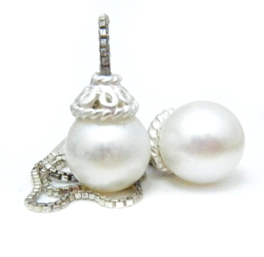 White Round Pearl Pull Through Earrings